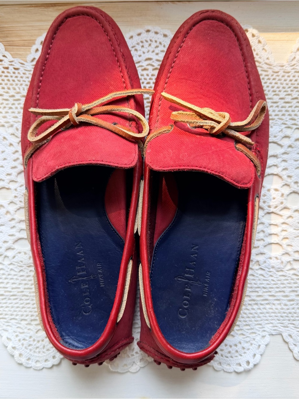 Cole Haan Nike Air Men’s Red Suede Driving Moc Loafers Size 10M C10874